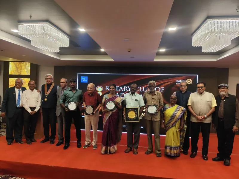 Honourees on stage at the Rotary Club of Madras West awards night